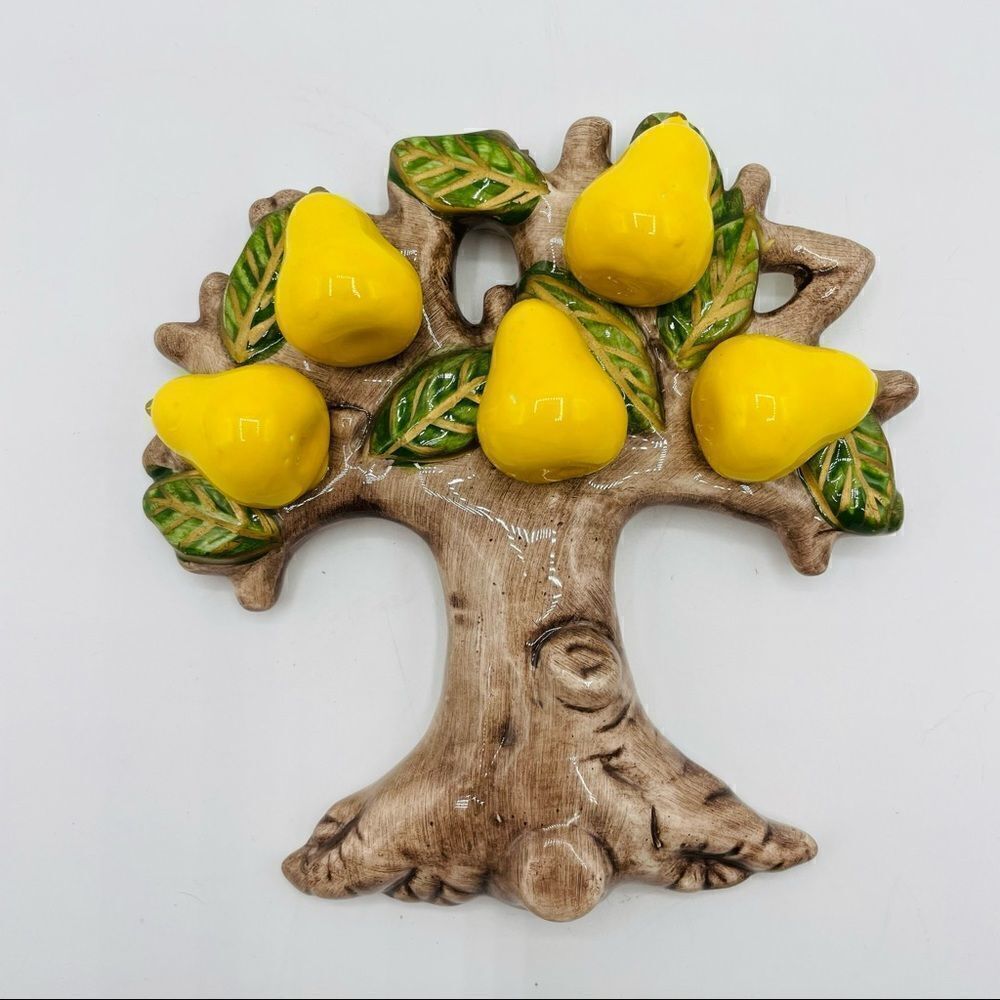 Vintage Ceramic Pear Tree Wall Hanging